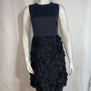 Lyn Devon Black Sleeveless Floral Dress Knee Length Crew Neck Size 4